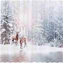 Allenjoy 72x72 inch Winter Theme Merry Christmas Shower Curtain Set Nature Forest Snowy Scenery Deer Bathroom Curtain Durable Waterproof Fabric Bathtub Sets Home Decor