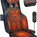 Shiatsu Massage Cushion for Neck and Back with Heat - 4D Kneading, Vibration for Relief Muscle Tension, Dual-Neck Design, Adjustable Intensity and Height for Office Chair, Home Use, Navy Blue