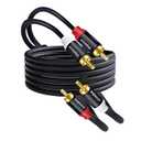2RCA Speaker Audio Cable 20ft 2RCA Male to Male Stereo Dual RCA Cables Shielded Gold-Plated 2 RCA Subwoofer Cable for car Audio Video Cord, Hi-Fi Systems or Home Theater, HDTV (1,Black, 20FT)