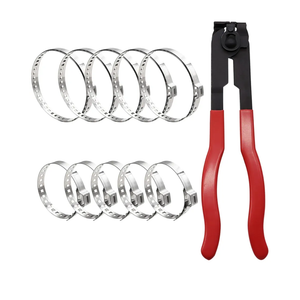 CV Boot Clamp Plier with 10PCS 304 Stainless Steel Crimp Bands, 5PCS Small and 5PCS Large Universal Adjustable Drive Shaft Drive Shaft Joint Boot Crimp Clamps for Most Cars