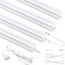 4FT T5 PRO LED Shop Lights, 2800LM 6500K Bright White LED Integrated Fixture, 20W Linkable Garage Light, Ceiling and Cabinet Light with ON/Off Switch, Workshop, Basement, 4 Pack