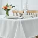 Maxmill Rectangle Tablecloth Weaved Pattern Waterproof Spillproof Wrinkle Free Table Cloth, Kitchen Dining Tabletop Decoration, Fabric Table Cover for Holiday Parties, 52 x 70 Inch, White