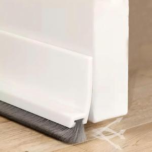 2.16" W x 39" L White Door Draft Stopper with Brush, Brush Door Seal for Protection from Sound, Cold, Moisture and Insects Silicone, Self Adhesive Door Sweep for Exterior/Interior Doors