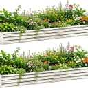 8FTx4FTx1FT(2 Pack) Galvanized Metal Raised Garden Bed, Galvanized Planter Box Outdoor, Metal Raised Garden Beds for Flower,Vegetables, Herb,Galvanized (Sliver)