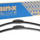 Rain-X Total Clear Beam Wiper Blades 24" , 18'' Windshield Wipers for All-Weather Performance, Rubber Squeegee for Smooth Clean Wipe & Quiet Operation - 2 Pack Value