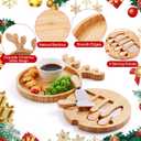 Remerry Christmas Serving Platter Cutting Board Set, Christmas Serving Tray Bamboo Tray and Knife Set Elk Charcuterie Board Platter Food Plate Kitchen Gifts for Cheese Candy Dish Plate Xmas Home Party