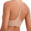 Women's Sports Bras Y Back Racerback Removable Padded Strap Yoga Bras Low Impact Workout Top (Large, Khaki)
