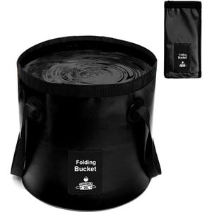 Collapsible Tub with Handle, Lightweight Folding Water Container, Portable Collapsible Tub for Fishing, Camping, Hiking, Backpacking, Outdoor Survival, Car Washing Black 20L