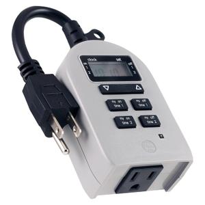 UltraPro Outdoor Timer - Grounded Digital, Single Outlet, Simple Programmable, Weather-Resistant, Seasonal Lights Timer, Landscape, 1 Pack, Gray, 54850