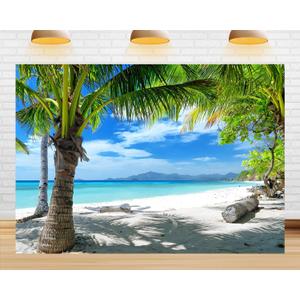 8X6ft Summer Hawaii Vacation Beach Photo Backdrop Blue Sky and Sunshine Theme Party Decorations Photography Backdrops Birthday Wedding Decor Banner Photo Studio