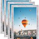 JCJMY 5.5x8.5 Picture Frame Set of 4 for Wall Hanging or Tabletop, Wall Mounting Horizontally or Vertically, 5.5 x 8.5 Wall Photo Frame with Shatter Resistant Plexiglass, 4 Pack, Rustic White