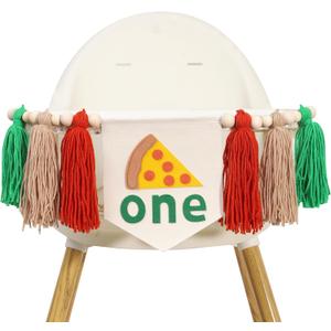 Pizza 1st Birthday High Chair Tassel Banner - Italian Theme Party 1st Birthday Tassel Garland, Pizza Place Bake Party Decorations,Photography Props