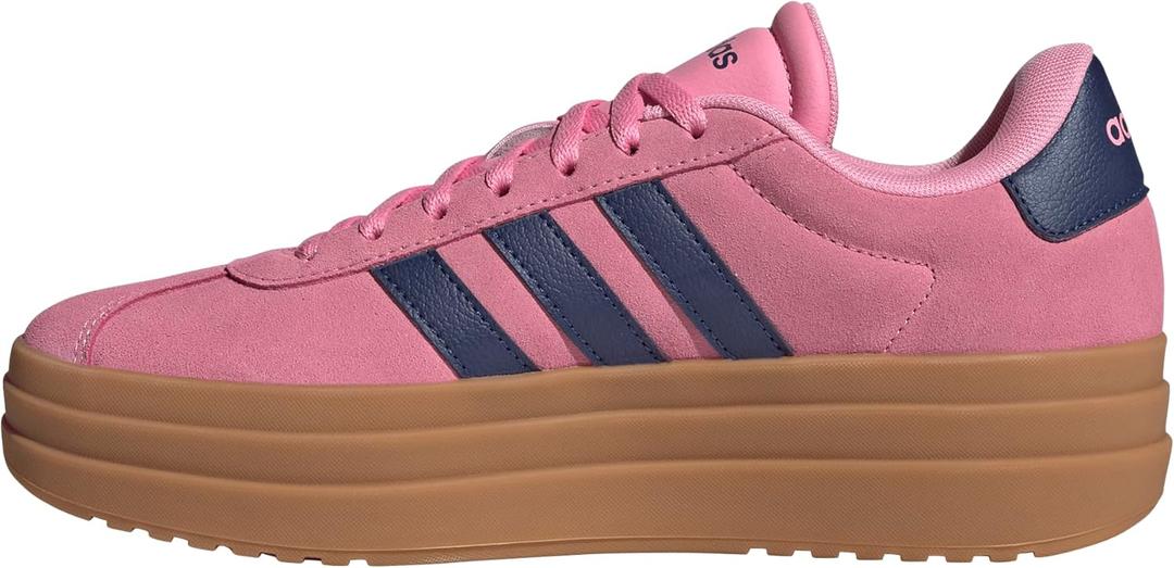 adidas Women's Vl Court Bold Sneakers (7.5, Bliss Pink/Dark Blue/Gold Metallic)
