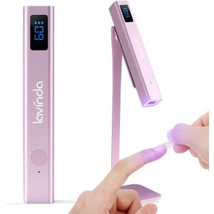 Lavinda Handheld UV Light for Gel Nails with Stand, Mini Nail Lamp with LCD Display, Portable Cordless Rechargeable UV Led Nail Lamp Nail Dryer for Fast Curing Gel Polish for Home DIY Manicure