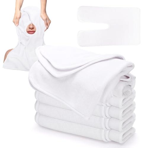 DEAYOU 6 Pack Facial Towels for Estheticians, U-Shaped Spa Towels for Facial, Soft Microfiber Massage Face Towels for Spa Steam, Barbers, Beauty Salons, Skin Care, SPA Centers, Split Design, White