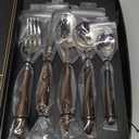 30 Piece Silverware Set Service for 6,Premium Wooden Handle Stainless Steel Flatware Set Home Include Fork Knife Spoon Set Package for Christmas and ThanksgivingDark Brown
