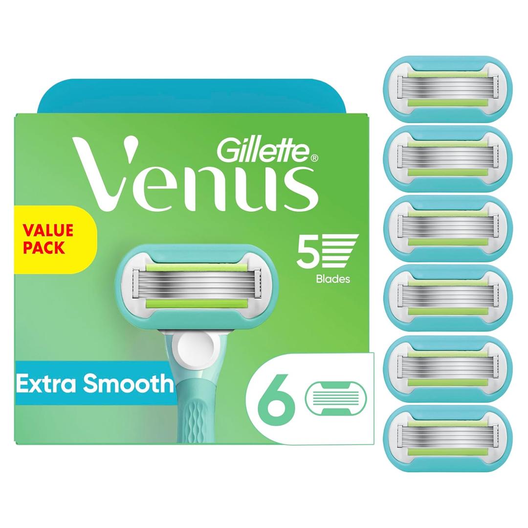 Gillette Venus Extra Smooth Womens Razor Blade Refills, 6 Count, Designed for a Close, Smooth Shave