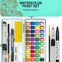 ARTISTRO Watercolor Paint Set, Vivid Colors in Portable Box, Palette set, Including Metallic and Fluorescent Colors. Perfect Travel Watercolor Set for Artists, Amateur Hobbyists and Painting