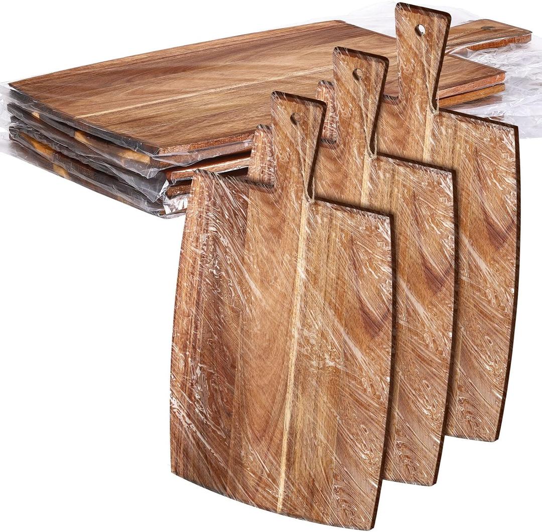 Patelai 6 Pcs Cutting Board Set with Handles Laser Engraving Wooden Charcuterie Kitchen Plain Serving Chopping Board Bulk for DIY Housewarming(Acacia Wood,17 x 10 Inch)