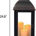 1Pack Decorative Lantern 24.80" H with Dancing Flame LED Timer Candle,ON/Off/Timer LED Candle with 6hours,Hanging Lantern for Outdoor Garden/Indoor Use.