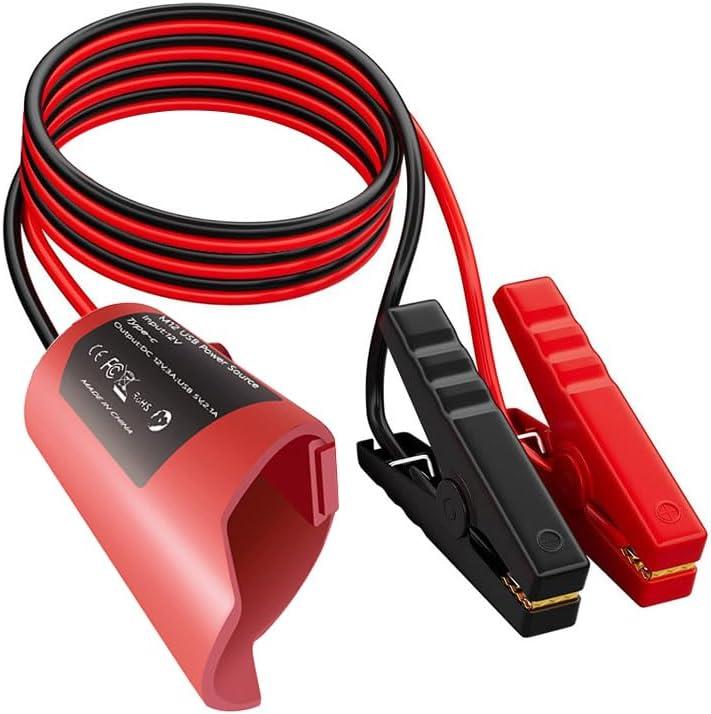 Jumper Cable Clamps Compatible with Mil.waukee 12V Battery, Silicone wire 2FT 8AWG Cable,12V Battery Jumper Starter for Cars Light Trucks Car Jump Starting Using Tool