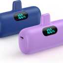 [2 Pack] Mini Portable Charger 5000mAh,Ultra-Compact 15W PD Fast Charging Power Bank,LCD Display Cute Battery Pack Backup Charger Compatible with iPhone 14/14 Pro Max/13/13 Pro/12/11/8-Blue+Purple