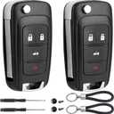 2 Pack Flip Key Fob Case Shell Replacement 4 Button for Chevy Cruze Equinox Camaro Impala Malibu Sonic Buick Regal Verano Encore Lacrosse GMC Terrain 2010 2011 2012 2013 2014 2015 2016 2017 2018 2019