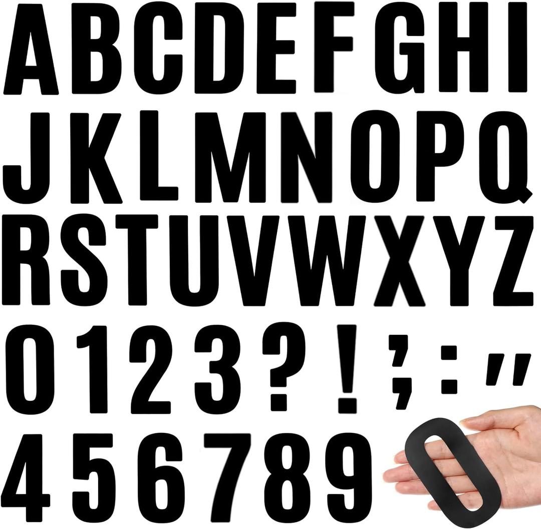 Qilery 32 Sheets 4 Inch Letter and Number Stickers Self Adhesive Vinyl Letters Alphabet Stickers Big Font Letters Number Tags for School Classroom Home Mailbox Decor (Black)