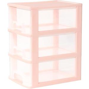 Gonice 3 Drawer Storage Organizer, Pink Plastic Drawer Storage, Small Desktop Organizer for Home, Office