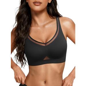 Avidlove Bras for Women Mesh Jelly Wireless Bras Full Coverage Padded Bralette No Underwire Push Up Seamless Everyday Bra Black, M
