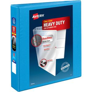 Avery Heavy-Duty View 3 Ring Binder, 1.5" One Touch Slant Rings, Holds 8.5" x 11" Paper, 1 Light Blue Binder (05401)