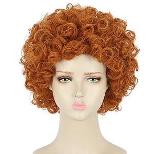 Adult Short Orange Red Curly Wig Anime Cosplay Costume Hair Soft Breathable Heat Resistant Synthetic Fibers Daily Fashion Party Wig