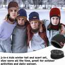 Kids Winter Thick Beanie Hat Scarf Set Slouchy Warm Snow Knit Skull Cap (3 Hats (Black,gray,navy))