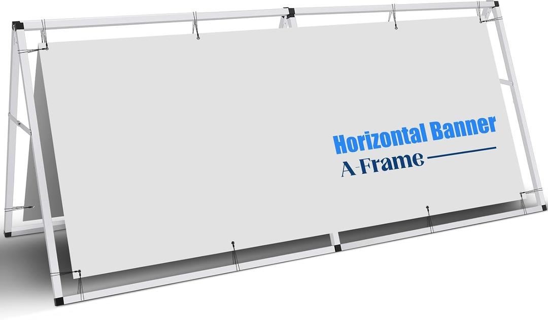 Gisafai Horizontal Banner Frame 3ft x 8ft Sideline Banner A Frame Portable Weather Resistant Backdrop A Stand Sign Holder for Outdoor Indoor Sporting Promotion and Advertising Events Display