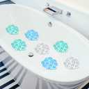 Riakrum 12 Counts Pebble Bath Treads Non Slip Bathtub Stickers with Suction Cups Pebble Non Slip Mat for Smooth Surface Shower Floor Mat, Provides Traction Machine Washable(Green, Blue, Transparent)