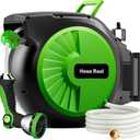 Retractable Garden Hose Reel 82FT x 1/2 in, Wall Mount Water Hose Reel for Outside with Auto Rewind, Tangle-Free Guide, 180° Swivel Bracket, Lock at Any Length, High-Pressure Flow, 10-Pattern Nozzle