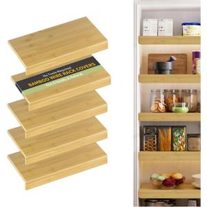 Wire Shelf Covers, Bamboo Wire Rack Covers for Pantry, Closet，Kitchen (5pcs, 24" W x 12" D, Natural)