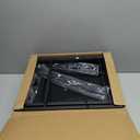 SWTYMIKI Bakers Rack with Storage - Coffee Bar Cabinet Organizer with 8 Hooks, Shelves & Cabinet Door, Coffee Station for Kitchen Dining Room, Microwave Stand with Adjustable Feet, Black