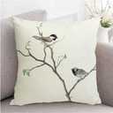 Birds on Tree Decorative Linen Pillow Covers 18x18 Farmhouse Decor Pillowcase Cushion Cover