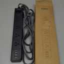 One Beat 10 ft Extension Cord,Power Strip Surge Protector 8 Widely AC Outlets 3 USB,Flat Plug,Desktop Charging Station with Overload Protection,Wall Mount for Home,Office,Computer ETL Listed,Black