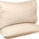 Amazon Basics 400 Thread Count Cotton Pillow Cases, Standard Size, 30" x 20", Beige, Set of 2, Pillows Not Included
