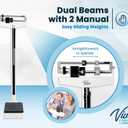 Mechanical Physician Scale with Height Rod - Manual Measuring Scale - Eye-Level Display Dual Reading Die-Cast Beam with Two Sliding Weights & Retractable Height Rod