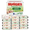 Huggies Natural Care Sensitive Baby Wipes, Unscented, 15 Packs, 960 Wipes