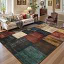 DweIke Washable Area Rugs 6x9 for Living Room, Large Modern Geometric Colorful Soft Patchwork Carpet, Non-Slip Stain Resistant Throw Rug for Bedroom Dining Room Office Home Decor