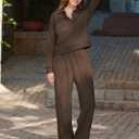 KFUBUO Fall Outfits for Women 2025 2 Piece Lounge Sets Long Sleeve Sweatshirt and Wide Leg Pants Tracksuits Casual Sweatsuit