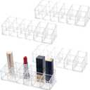 4-Pack 12-Slot Acrylic Lipstick Organizer, Lipstick Holder, Lip Gloss Organizer, Cosmetic Storage Display, Perfect Storage Solution for Drawer, Vanity, Bathroom, and More
