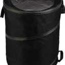 Collapsible Trash Can - 46-Gallon Garbage Can Outdoor Bin with 3 Stakes for RV, Camping, Storage, Recycling, or Yard Waste by Wakeman Outdoors (Black)