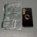 Dinick for Samsung Galaxy S25 Case with Ring Holder Kickstand, Soft TPU Gold Plated Cover, Anti-Scratch Shockproof Protection, Slim Magnetic Stand Case for Samsung Galaxy S25, Black