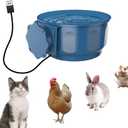 ENJOYING Heated Water Bowl for Cats Indoor, 0.6 L, Thermal Water/Food, Hanging Heated Pet Bowl for Rabbits Chickens Small Dogs Birds, Pet Cage Dish Crate Use, Self-Assembly, Blue