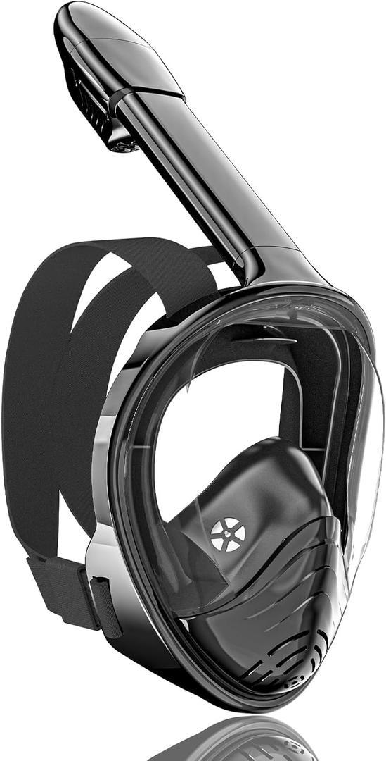 QingSong Kids Snorkel Mask Full Face, Snorkeling Set with Camera Mount, Foldable 180 Degree Panoramic View Snorkeling Gear Anti-Fog Anti-Leak (X-Small, BBlack)